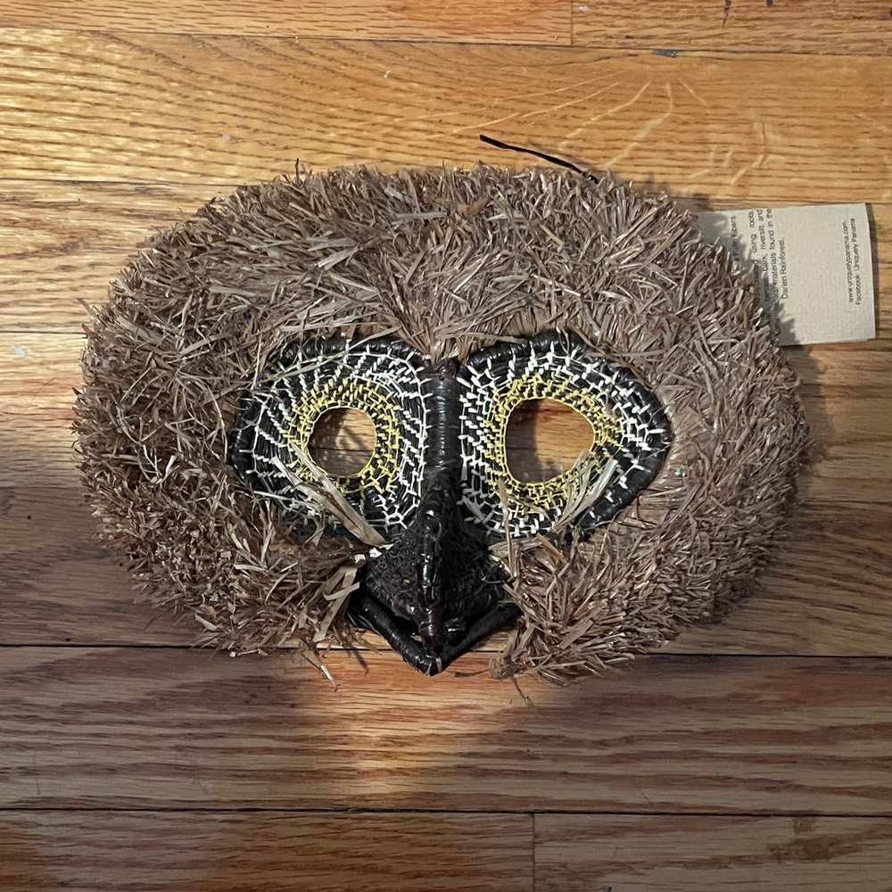 Brown Owl Mask with Yellow Accents